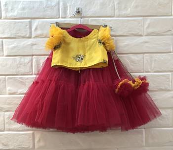 Red And Yellow Zari Ork Net Lehenga Silk Blouse Set 1
