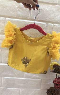 Red And Yellow Zari Ork Net Lehenga Silk Blouse Set 2