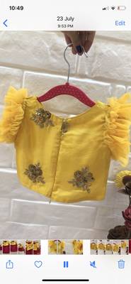 Red And Yellow Zari Ork Net Lehenga Silk Blouse Set 3