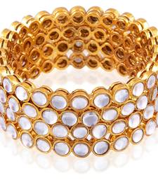 Traditional Ethnic Gold Plated Kundan White and Golden,Bangle Set Jewellery for Women and Girls. Set of Four Bangles.