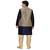Men's Traditional Navy Blue  Kurta Gold Pajama With Black Jacket Set
