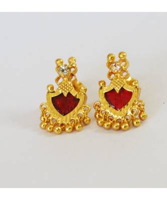 Maroon Palakka Stud Earrings 1