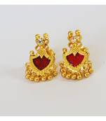 Maroon Palakka Stud Earrings