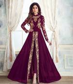 Purple embroidered faux georgette salwar