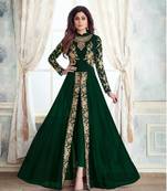 Green embroidered faux georgette salwar