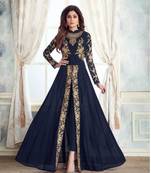 Blue embroidered faux georgette salwar