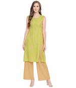 Gold Print Front Slit Kurti Palazzo Set