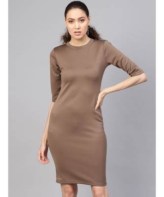 Brown Metal Trim Bodycon Dress 1
