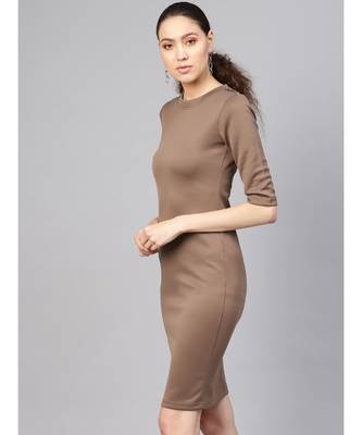 Brown Metal Trim Bodycon Dress 2