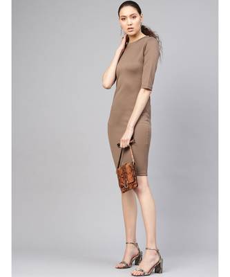 Brown Metal Trim Bodycon Dress 4