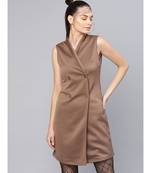 Brown Sleeveless Blazer Dress