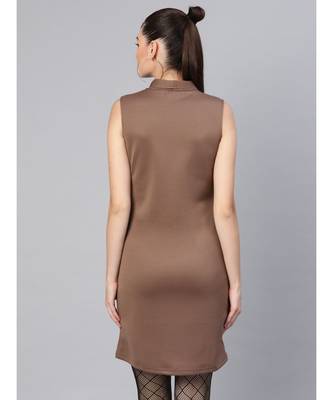 Brown Sleeveless Blazer Dress 3