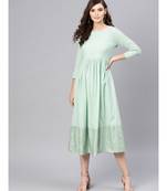 blue Foil Printed Gathered Dress