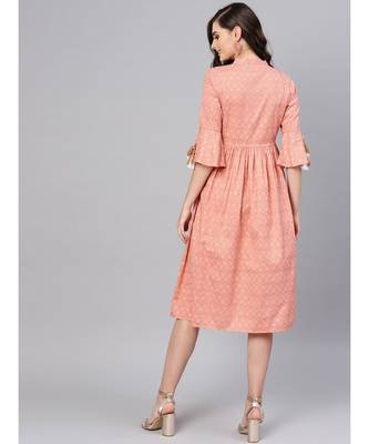 peach Foil Drawstring Dress 3