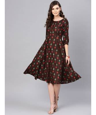 Brown Ikat Anarkali 1