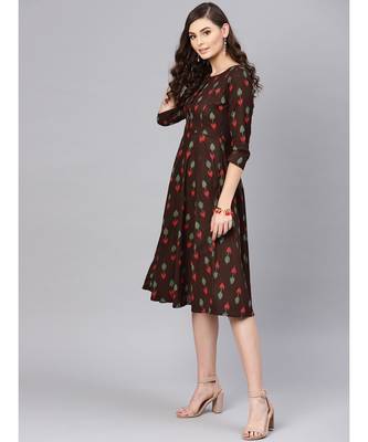 Brown Ikat Anarkali 2