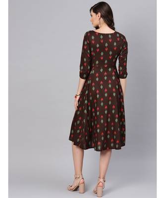 Brown Ikat Anarkali 3