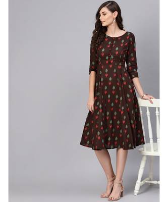 Brown Ikat Anarkali 4