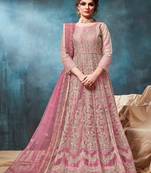 Light-pink embroidered net salwar Kameez
