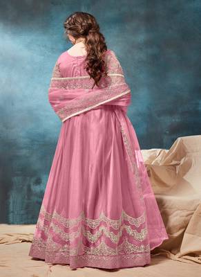Light-pink embroidered net salwar Kameez 2