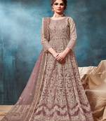 Mauve embroidered net salwar Kameez