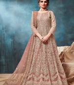 Light-peach embroidered net salwar Kameez