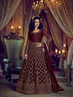 Wine embroidered net salwar 1