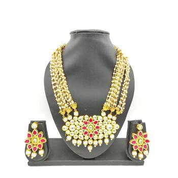 Designer Pink & White Kundan  Necklace Sets 1
