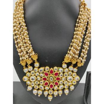 Designer Pink & White Kundan  Necklace Sets 3