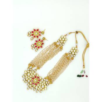 Designer Pink & White Kundan  Necklace Sets 4