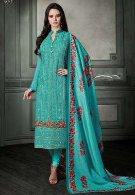 Turquoise chikankari georgette salwar 1