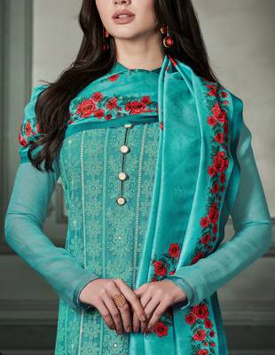 Turquoise chikankari georgette salwar 2