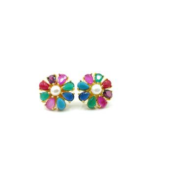 Multicolor american diamonds studs 3