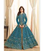 Sky-blue embroidered jacquard salwar