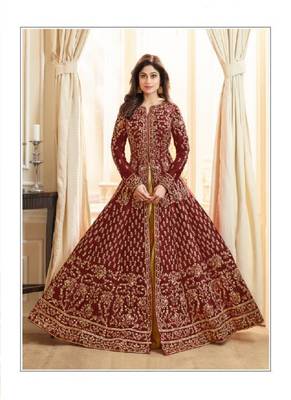 Maroon embroidered jacquard salwar 1
