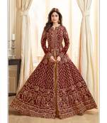 Maroon embroidered jacquard salwar