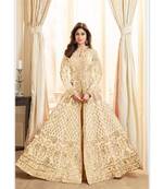 Cream embroidered jacquard salwar