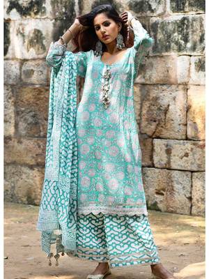 green block print cotton kurta sets 3