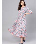 blue Floral Anarkali Kurta Dress