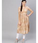 Brown Ikat Gathered Back Placket Dress