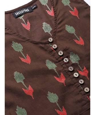 Brown Ikat Sleeveless Flared Maxi 5