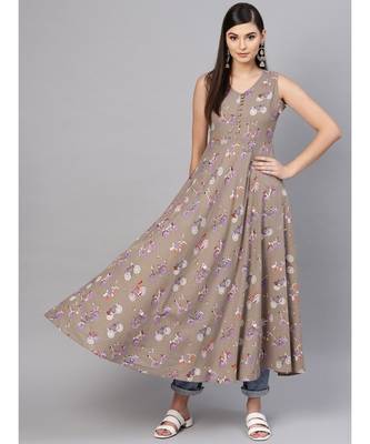 Grey Cycle Print Sleeveless Flared Maxi 1
