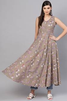 Grey Cycle Print Sleeveless Flared Maxi