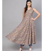 Grey Cycle Print Sleeveless Flared Maxi