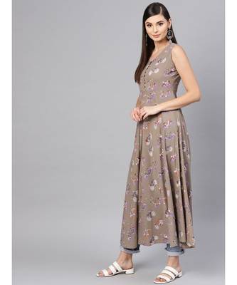 Grey Cycle Print Sleeveless Flared Maxi 2