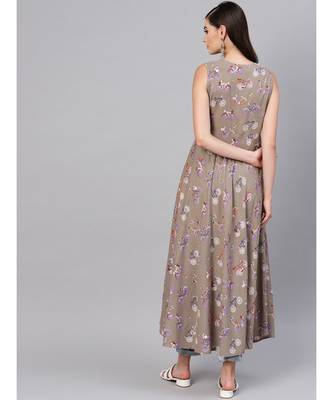 Grey Cycle Print Sleeveless Flared Maxi 3