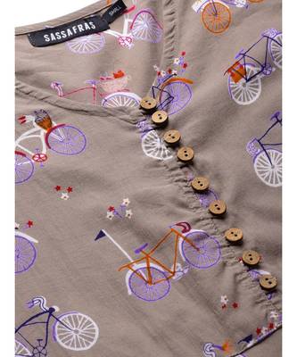 Grey Cycle Print Sleeveless Flared Maxi 5