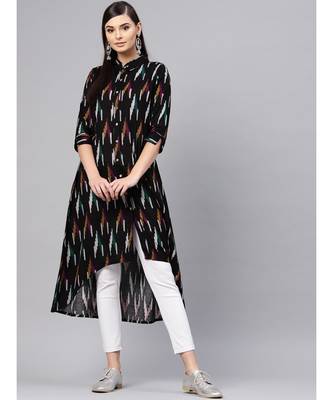 Black Ikat High Low Shirt Dress 1