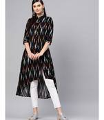 Black Ikat High Low Shirt Dress