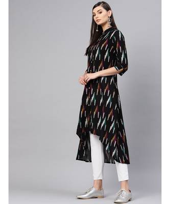 Black Ikat High Low Shirt Dress 2